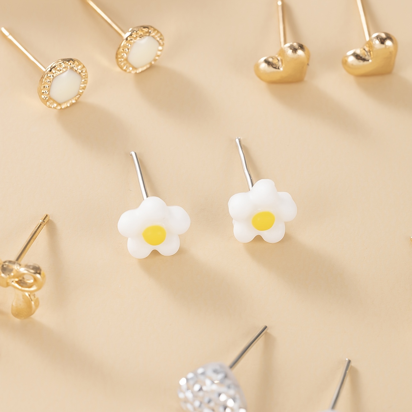 Vacation Themed Stud Earring Set Rhinestone Inlay